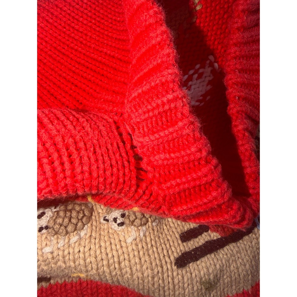 Gougane Handmade Knitwear Red Farm Scene Intarsia Cotton Sweater Kids 2 - Picture 12 of 12